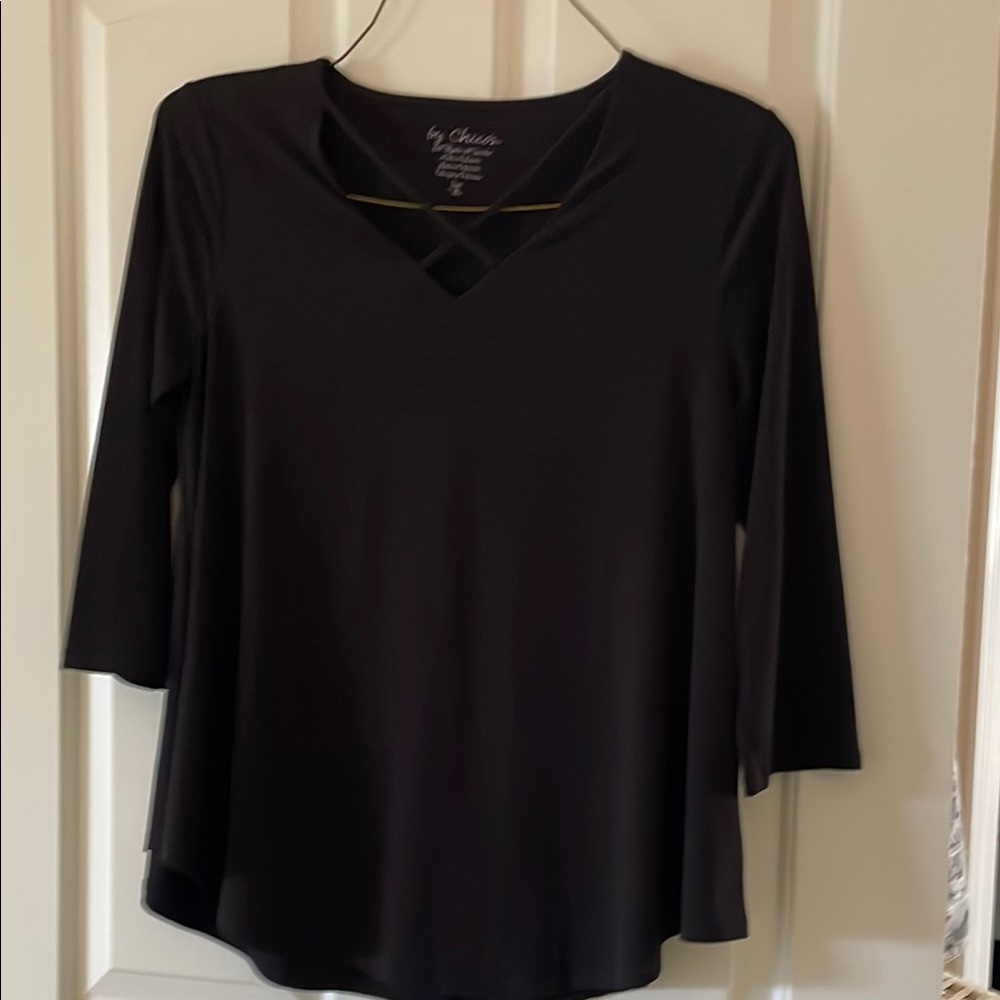 Black V-Neck Women's Top